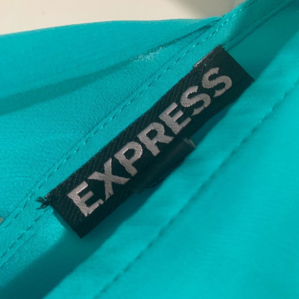 **LAST CHANCE** Express Turquoise Crisscross Back Blouse - Picture 3 of 3